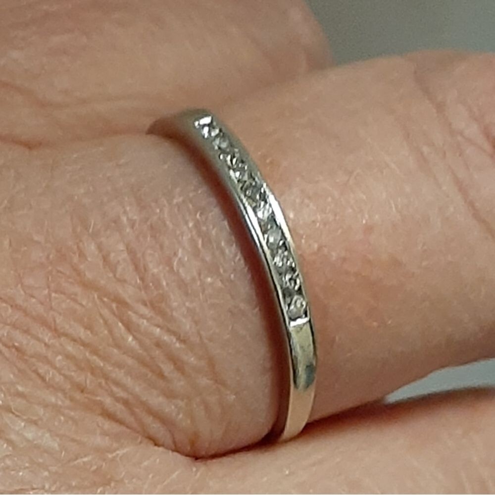 14k ring solid white gold diamond band 10.5 XXL XL channel set